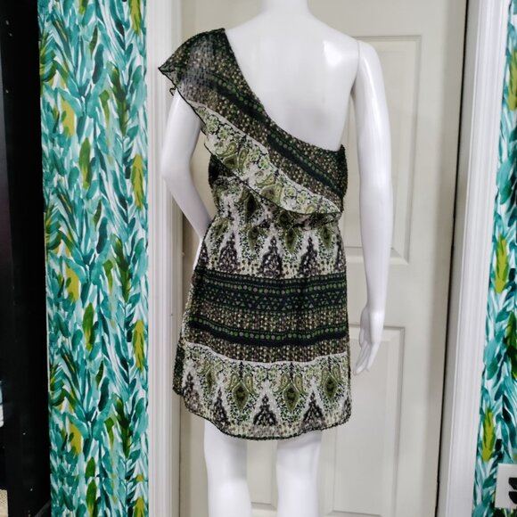 Pookie & Sebastian Whimsy Velvet Burnout Festival One Shoulder Ruffle Dress M - Picture 4 of 8